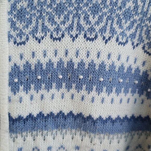 Vtg Christopher & Banks Hand Embroidered Cardigan with Pearly Bead Accents Sz S - Picture 3 of 6
